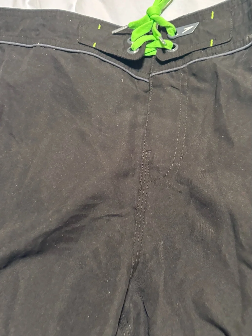 Speedo Black Board Shorts with Neon Green Drawstring